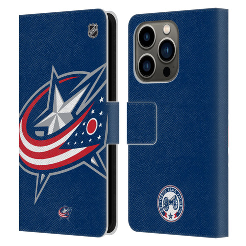 NHL Columbus Blue Jackets Oversized Leather Book Wallet Case Cover For Apple iPhone 14 Pro