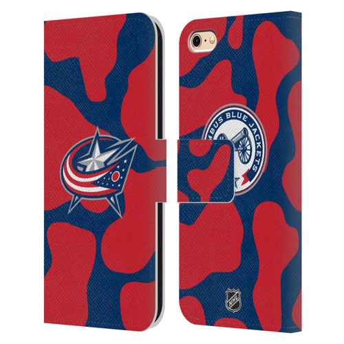 NHL Columbus Blue Jackets Cow Pattern Leather Book Wallet Case Cover For Apple iPhone 6 / iPhone 6s