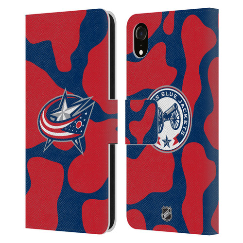 NHL Columbus Blue Jackets Cow Pattern Leather Book Wallet Case Cover For Apple iPhone XR