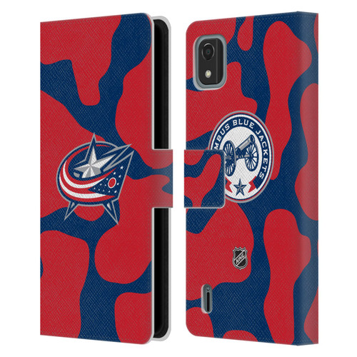 NHL Columbus Blue Jackets Cow Pattern Leather Book Wallet Case Cover For Nokia C2 2nd Edition