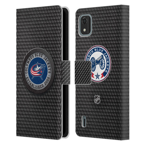 NHL Columbus Blue Jackets Puck Texture Leather Book Wallet Case Cover For Nokia C2 2nd Edition