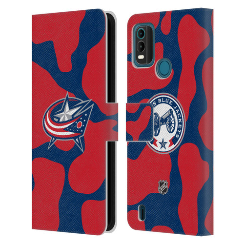 NHL Columbus Blue Jackets Cow Pattern Leather Book Wallet Case Cover For Nokia G11 Plus