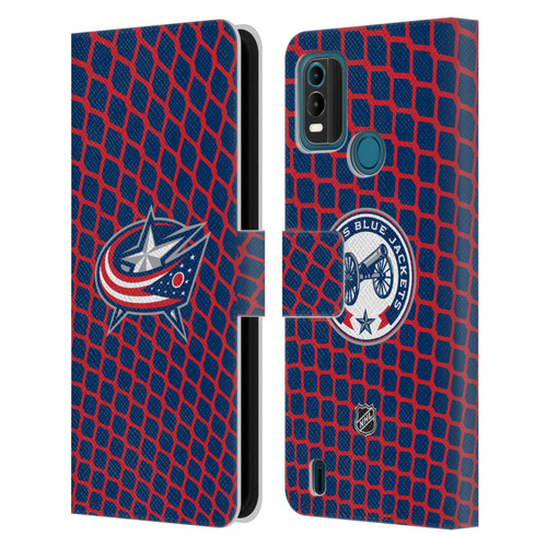 NHL Columbus Blue Jackets Net Pattern Leather Book Wallet Case Cover For Nokia G11 Plus