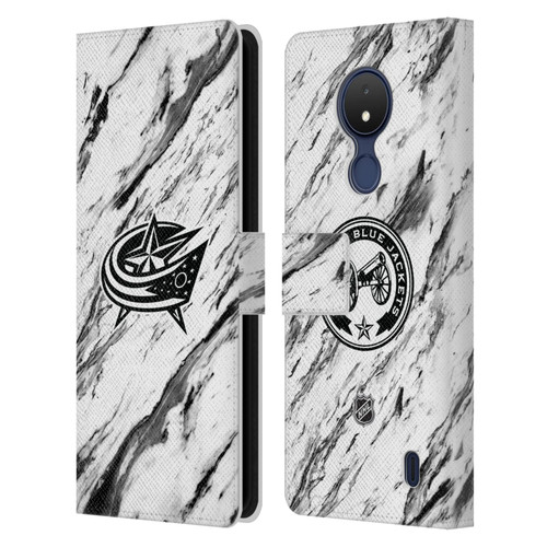 NHL Columbus Blue Jackets Marble Leather Book Wallet Case Cover For Nokia C21