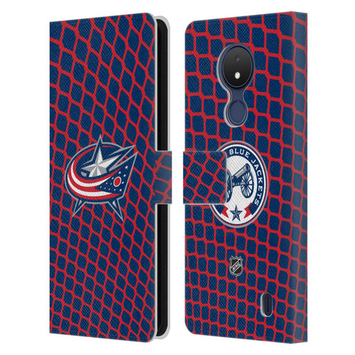 NHL Columbus Blue Jackets Net Pattern Leather Book Wallet Case Cover For Nokia C21