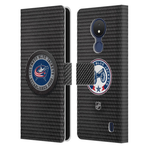 NHL Columbus Blue Jackets Puck Texture Leather Book Wallet Case Cover For Nokia C21