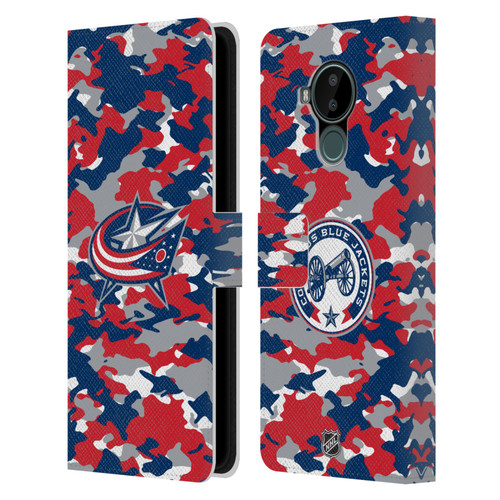 NHL Columbus Blue Jackets Camouflage Leather Book Wallet Case Cover For Nokia C30