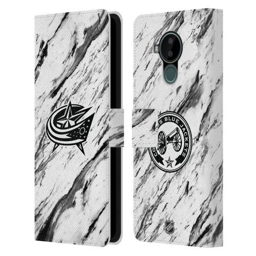 NHL Columbus Blue Jackets Marble Leather Book Wallet Case Cover For Nokia C30
