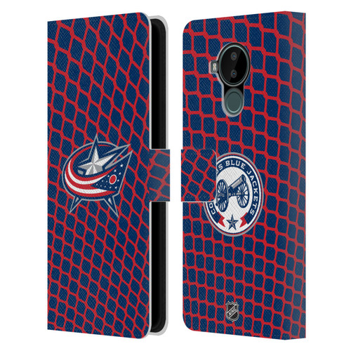 NHL Columbus Blue Jackets Net Pattern Leather Book Wallet Case Cover For Nokia C30