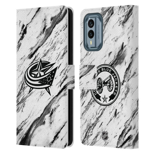 NHL Columbus Blue Jackets Marble Leather Book Wallet Case Cover For Nokia X30