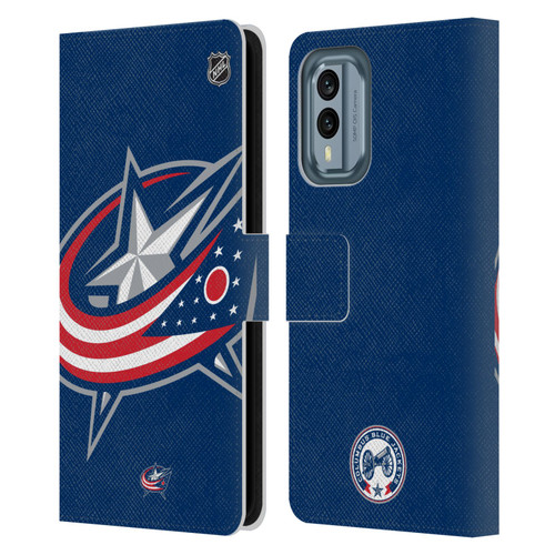 NHL Columbus Blue Jackets Oversized Leather Book Wallet Case Cover For Nokia X30