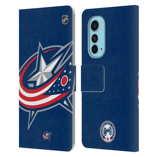 NHL Columbus Blue Jackets Oversized Leather Book Wallet Case Cover For Motorola Edge (2022)