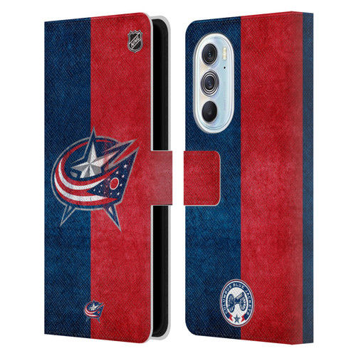 NHL Columbus Blue Jackets Half Distressed Leather Book Wallet Case Cover For Motorola Edge X30