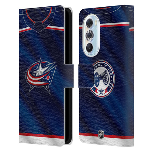 NHL Columbus Blue Jackets Jersey Leather Book Wallet Case Cover For Motorola Edge X30