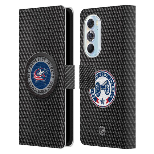 NHL Columbus Blue Jackets Puck Texture Leather Book Wallet Case Cover For Motorola Edge X30