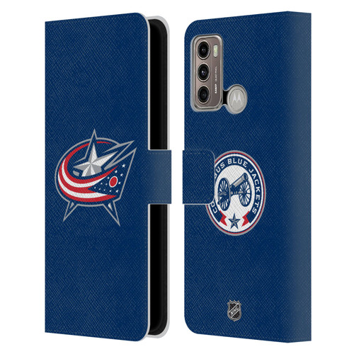 NHL Columbus Blue Jackets Plain Leather Book Wallet Case Cover For Motorola Moto G60 / Moto G40 Fusion