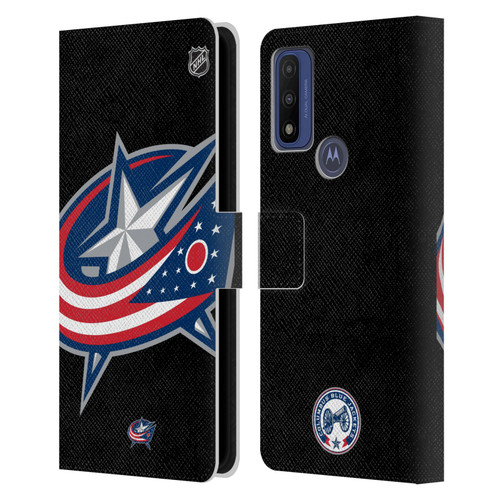 NHL Columbus Blue Jackets Oversized Leather Book Wallet Case Cover For Motorola G Pure