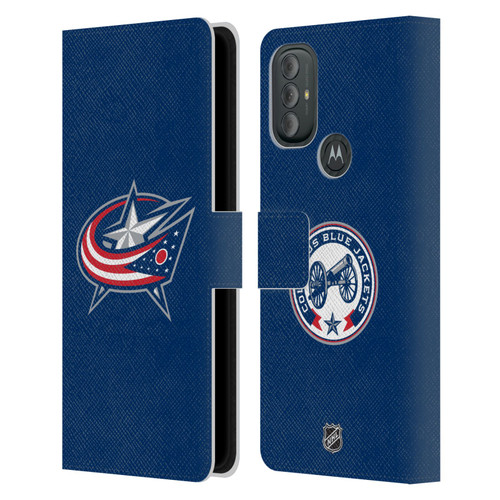 NHL Columbus Blue Jackets Plain Leather Book Wallet Case Cover For Motorola Moto G10 / Moto G20 / Moto G30