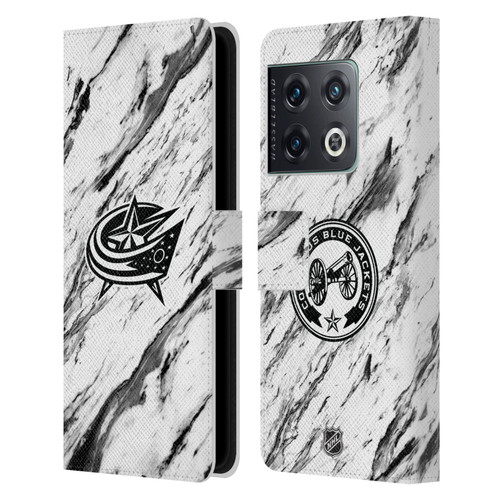 NHL Columbus Blue Jackets Marble Leather Book Wallet Case Cover For OnePlus 10 Pro