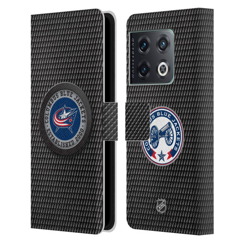 NHL Columbus Blue Jackets Puck Texture Leather Book Wallet Case Cover For OnePlus 10 Pro