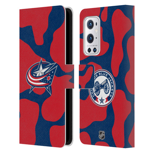 NHL Columbus Blue Jackets Cow Pattern Leather Book Wallet Case Cover For OnePlus 9 Pro