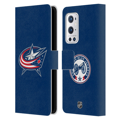 NHL Columbus Blue Jackets Plain Leather Book Wallet Case Cover For OnePlus 9 Pro