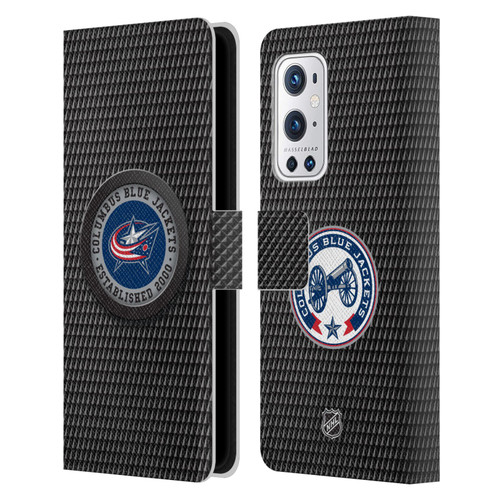 NHL Columbus Blue Jackets Puck Texture Leather Book Wallet Case Cover For OnePlus 9 Pro