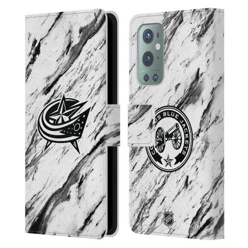 NHL Columbus Blue Jackets Marble Leather Book Wallet Case Cover For OnePlus 9
