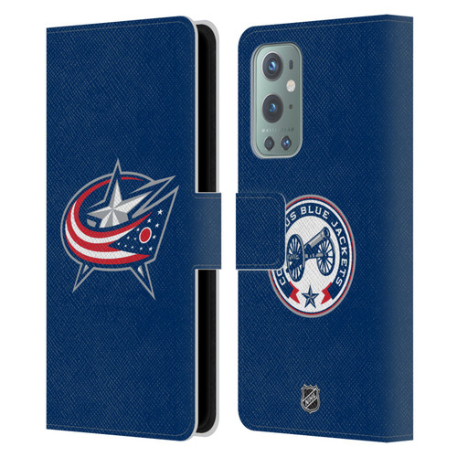 NHL Columbus Blue Jackets Plain Leather Book Wallet Case Cover For OnePlus 9