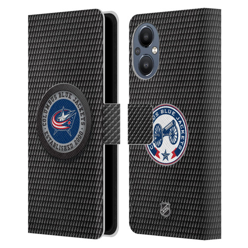 NHL Columbus Blue Jackets Puck Texture Leather Book Wallet Case Cover For OnePlus Nord N20 5G