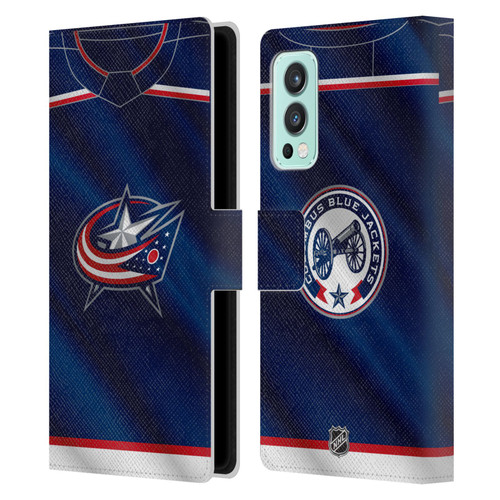 NHL Columbus Blue Jackets Jersey Leather Book Wallet Case Cover For OnePlus Nord 2 5G