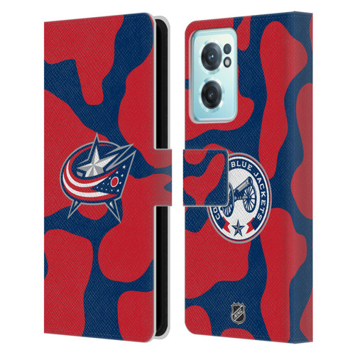 NHL Columbus Blue Jackets Cow Pattern Leather Book Wallet Case Cover For OnePlus Nord CE 2 5G