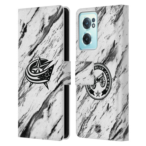 NHL Columbus Blue Jackets Marble Leather Book Wallet Case Cover For OnePlus Nord CE 2 5G