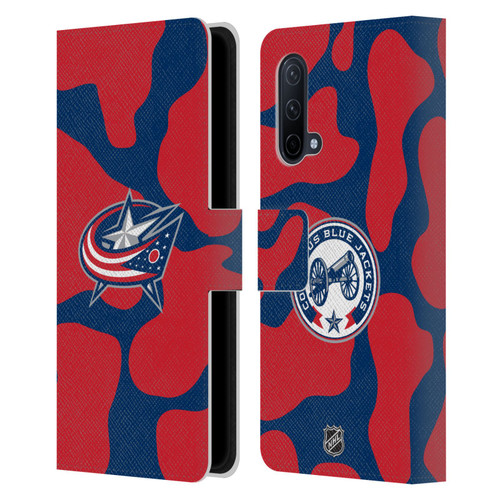 NHL Columbus Blue Jackets Cow Pattern Leather Book Wallet Case Cover For OnePlus Nord CE 5G