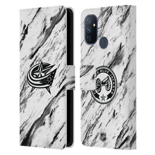 NHL Columbus Blue Jackets Marble Leather Book Wallet Case Cover For OnePlus Nord N100