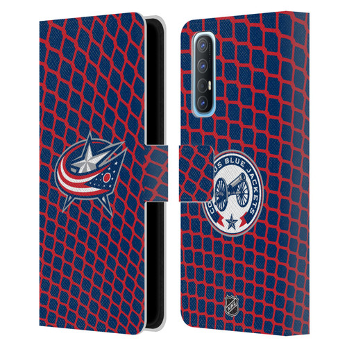 NHL Columbus Blue Jackets Net Pattern Leather Book Wallet Case Cover For OPPO Find X2 Neo 5G