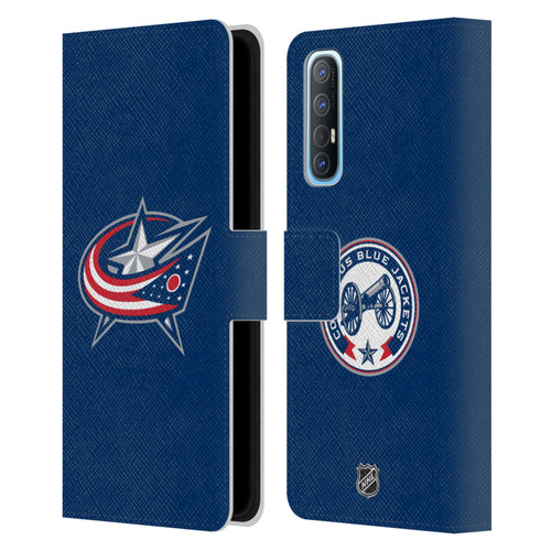 NHL Columbus Blue Jackets Plain Leather Book Wallet Case Cover For OPPO Find X2 Neo 5G