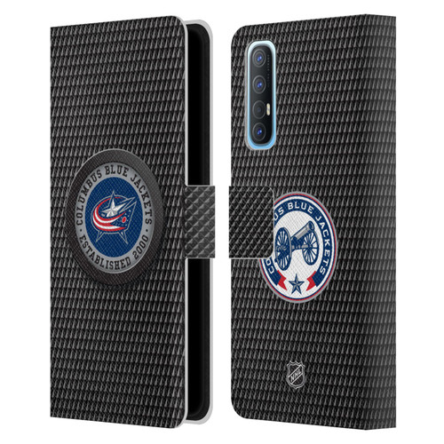 NHL Columbus Blue Jackets Puck Texture Leather Book Wallet Case Cover For OPPO Find X2 Neo 5G