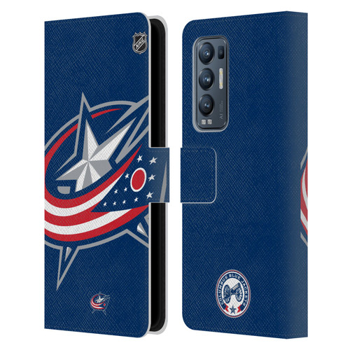 NHL Columbus Blue Jackets Oversized Leather Book Wallet Case Cover For OPPO Find X3 Neo / Reno5 Pro+ 5G