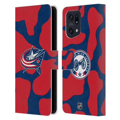 NHL Columbus Blue Jackets Cow Pattern Leather Book Wallet Case Cover For OPPO Find X5