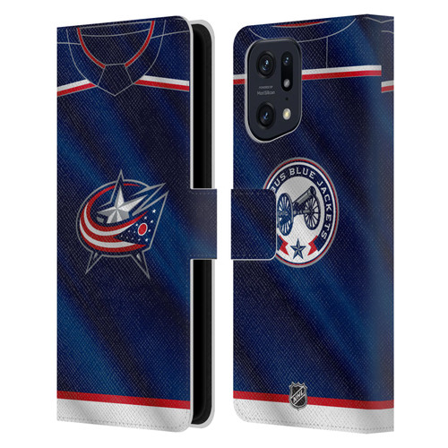 NHL Columbus Blue Jackets Jersey Leather Book Wallet Case Cover For OPPO Find X5