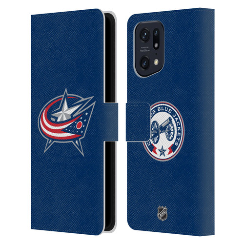 NHL Columbus Blue Jackets Plain Leather Book Wallet Case Cover For OPPO Find X5