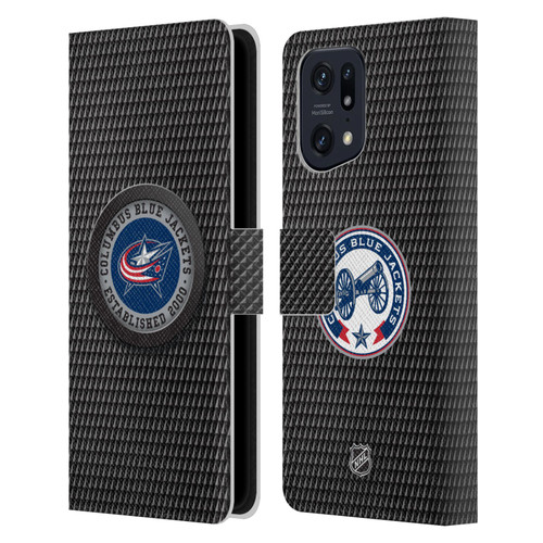 NHL Columbus Blue Jackets Puck Texture Leather Book Wallet Case Cover For OPPO Find X5