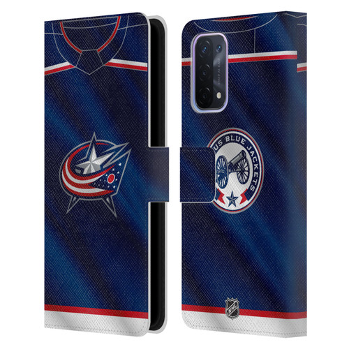 NHL Columbus Blue Jackets Jersey Leather Book Wallet Case Cover For OPPO A54 5G