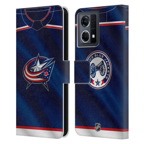 NHL Columbus Blue Jackets Jersey Leather Book Wallet Case Cover For OPPO Reno8 4G