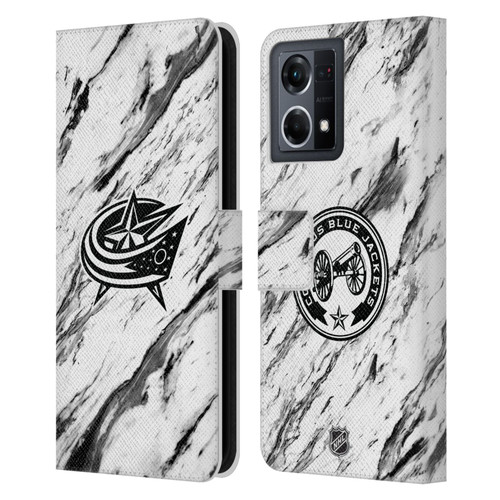 NHL Columbus Blue Jackets Marble Leather Book Wallet Case Cover For OPPO Reno8 4G