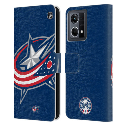 NHL Columbus Blue Jackets Oversized Leather Book Wallet Case Cover For OPPO Reno8 4G