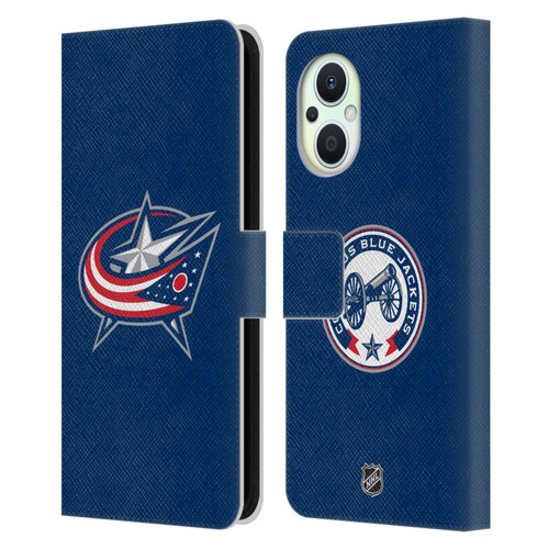 NHL Columbus Blue Jackets Plain Leather Book Wallet Case Cover For OPPO Reno8 Lite