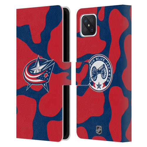 NHL Columbus Blue Jackets Cow Pattern Leather Book Wallet Case Cover For OPPO Reno4 Z 5G
