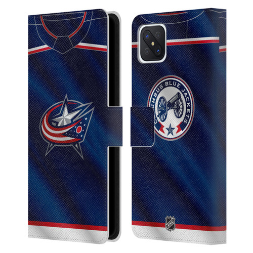 NHL Columbus Blue Jackets Jersey Leather Book Wallet Case Cover For OPPO Reno4 Z 5G